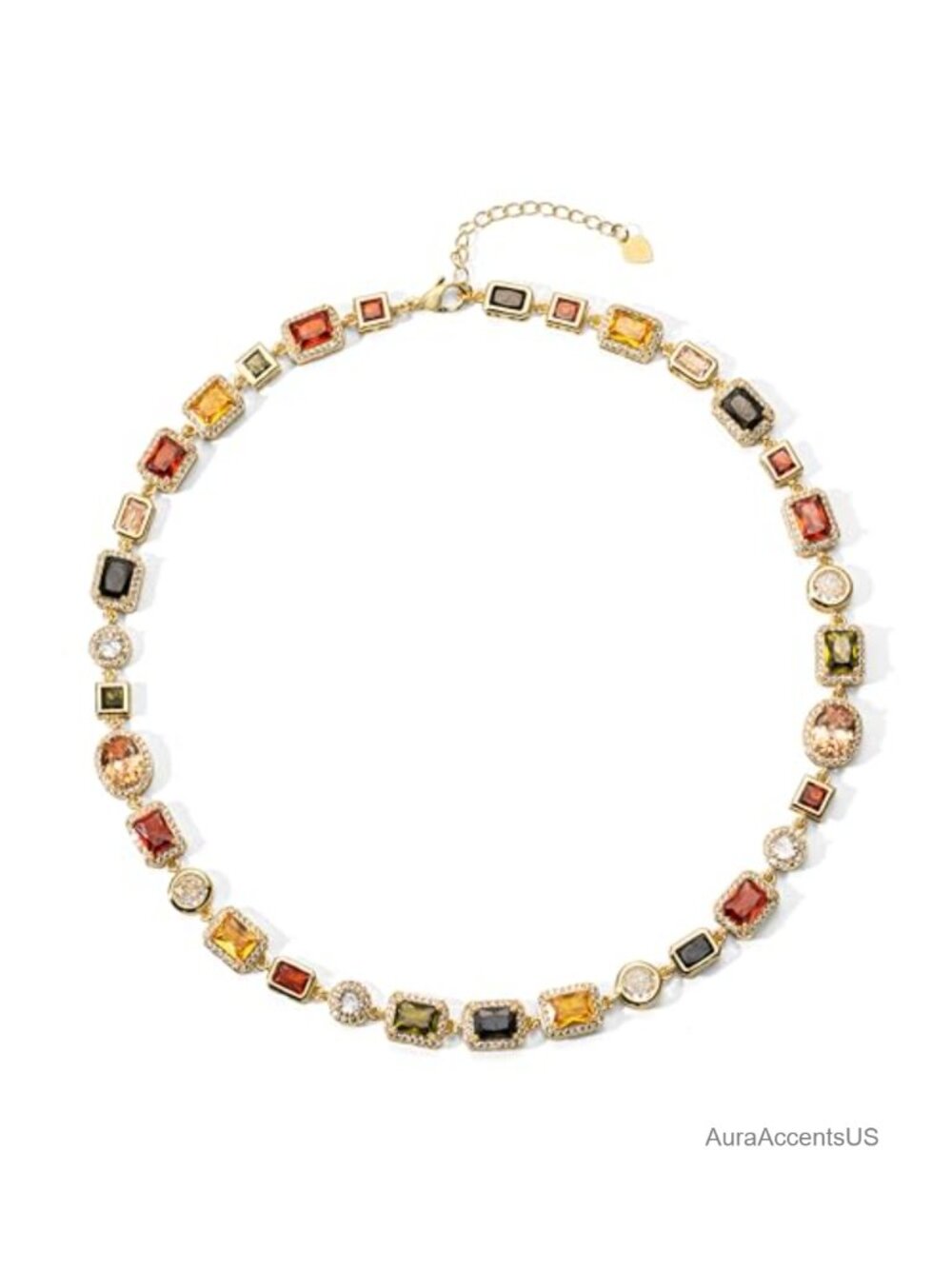 Gold Plated Cubic Zirconia Tennis Choker Necklace Elegant Wedding Jewelry